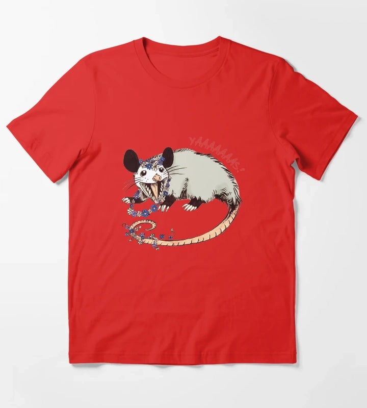 Daisy Chain Opossum Possum Yaaaas T-Shirt Red