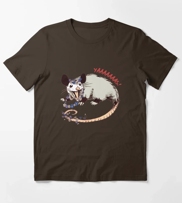 Daisy Chain Opossum Possum Yaaaas T-Shirt Brown