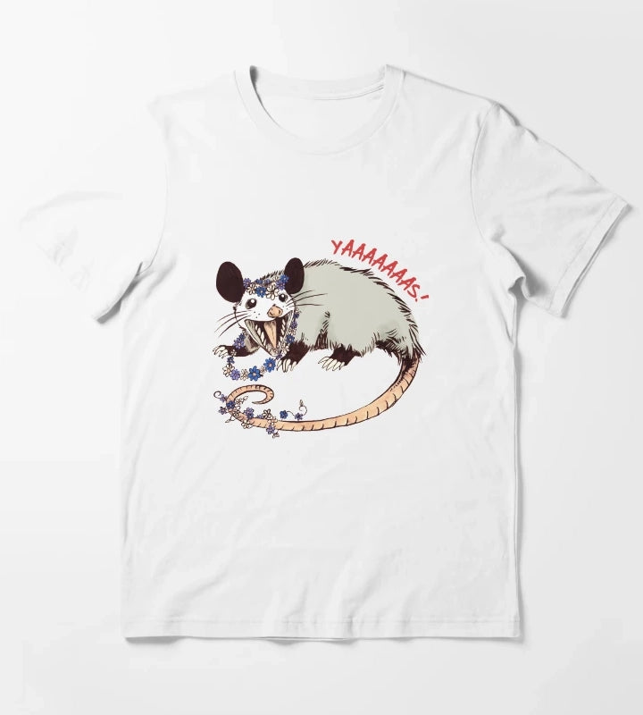 Daisy Chain Opossum Possum Yaaaas T-Shirt White