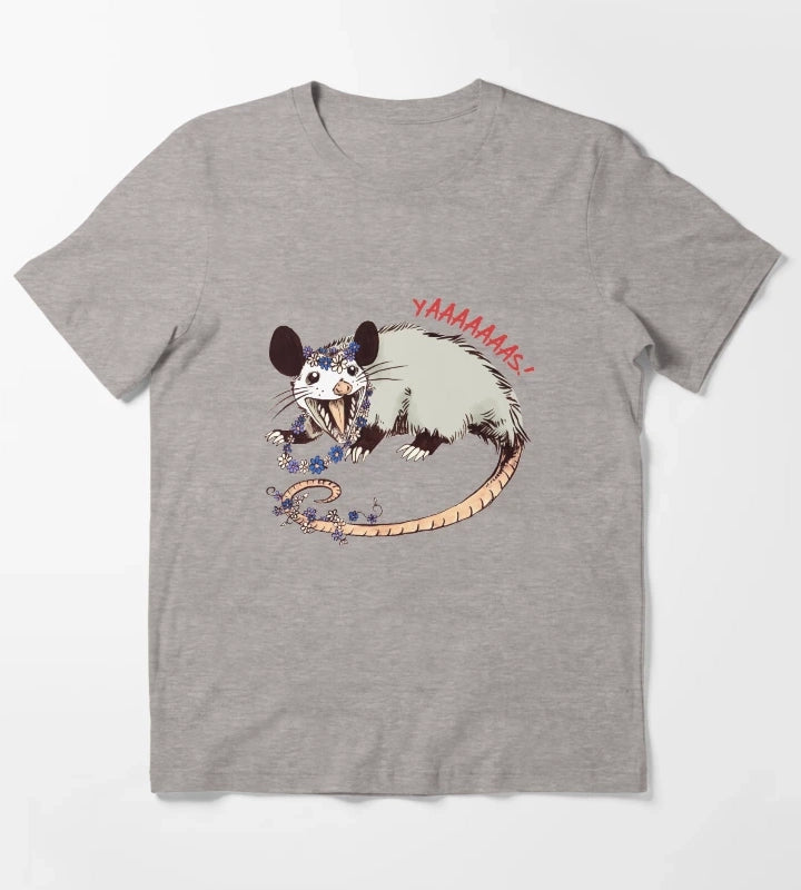 Daisy Chain Opossum Possum Yaaaas T-Shirt Heather Grey