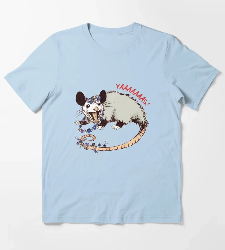 Daisy Chain Opossum Possum Yaaaas T-Shirt Sky Blue