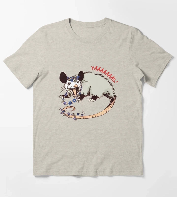 Daisy Chain Opossum Possum Yaaaas T-Shirt Cream