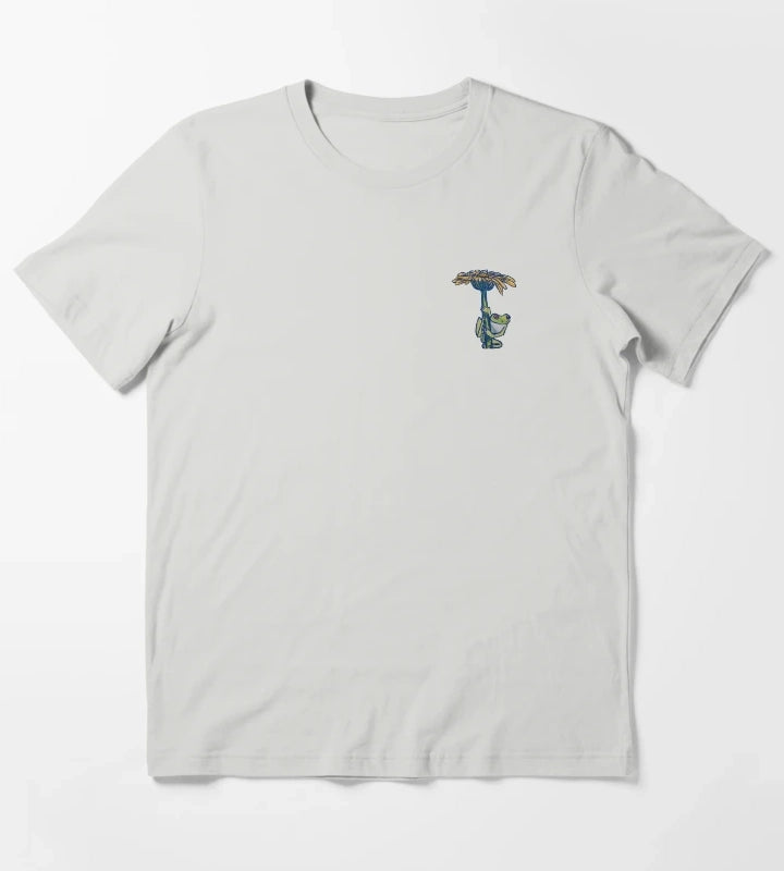 Daisy Climber Solo Whimsical Frog Illustration T-Shirt Light Grey