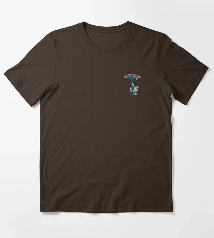 Daisy Climber Solo Whimsical Frog Illustration T-Shirt Brown