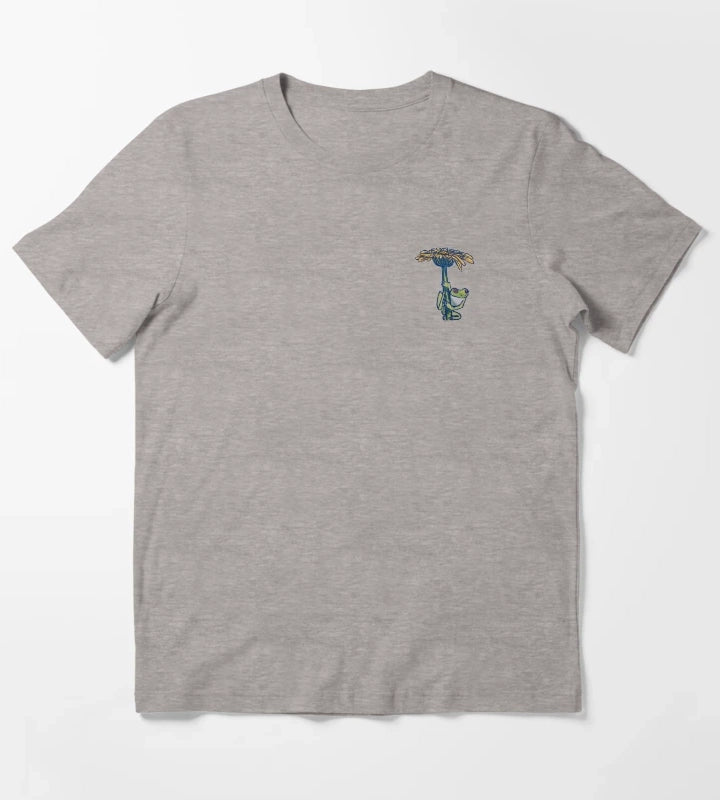 Daisy Climber Solo Whimsical Frog Illustration T-Shirt Heather Grey
