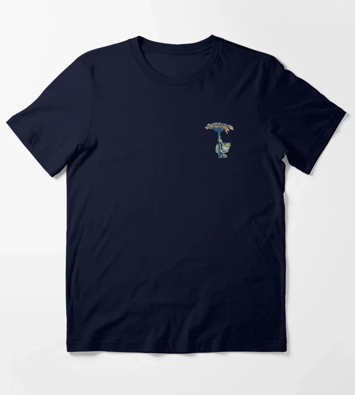Daisy Climber Solo Whimsical Frog Illustration T-Shirt Navy