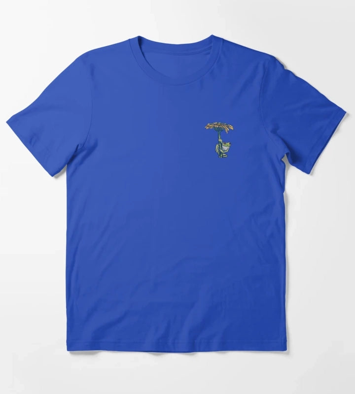 Daisy Climber Solo Whimsical Frog Illustration T-Shirt Blue