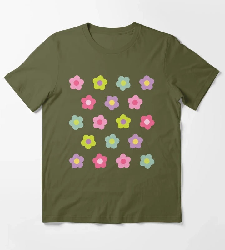 Daisy Daisy Pink T-Shirt Olive Green