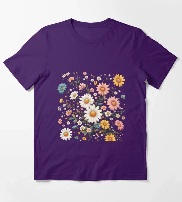 Daisy Delight Beautiful Floral Daisy Pattern Design T-Shirt Purple