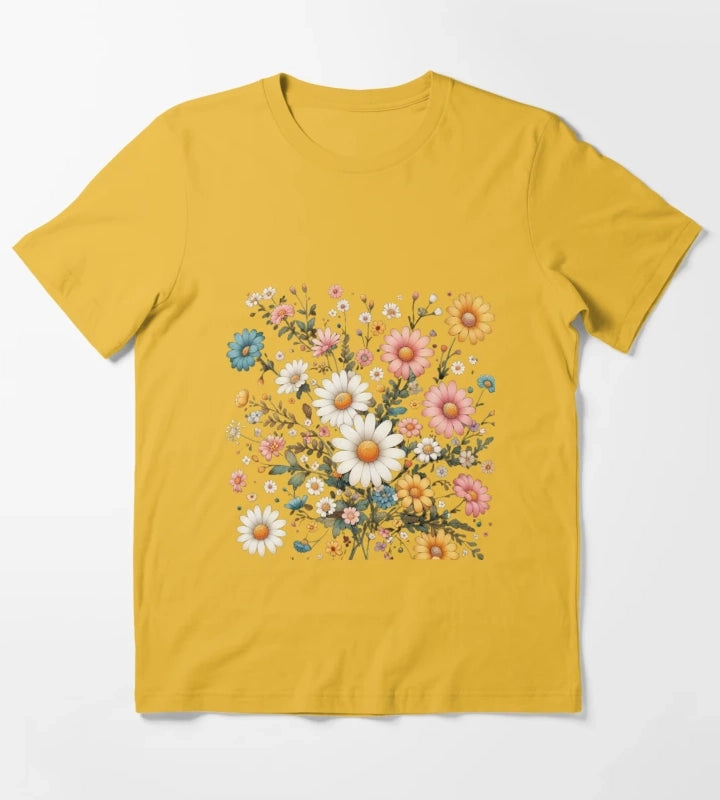 Daisy Delight Beautiful Floral Daisy Pattern Design T-Shirt Yellow