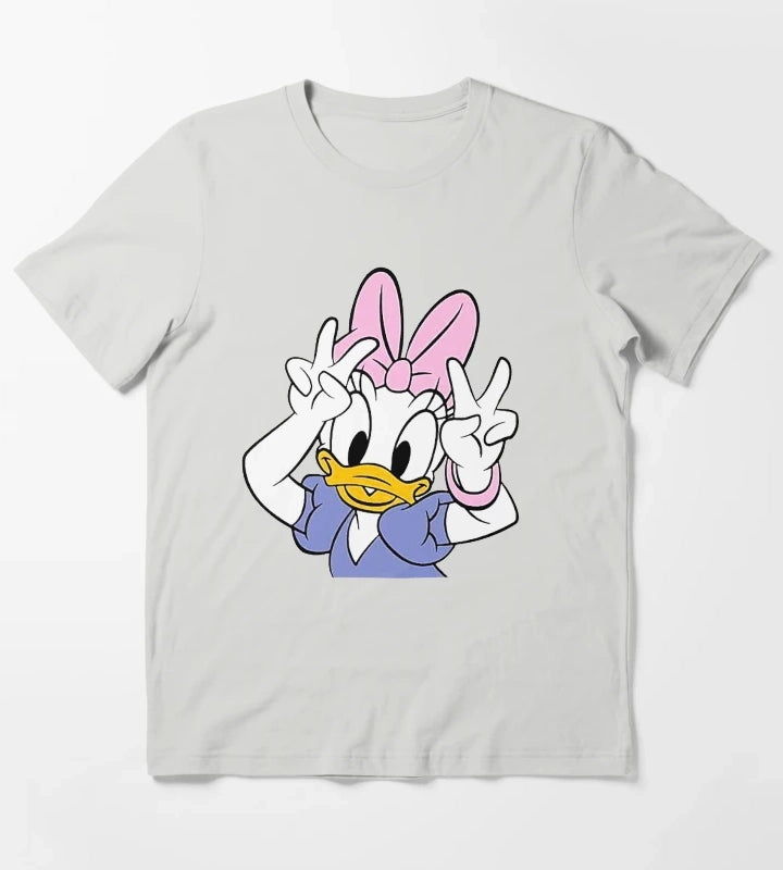 Daisy Duck Say Hi Cute T-Shirt Light Grey