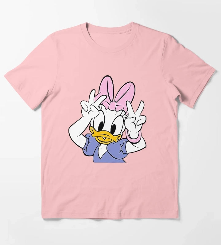 Daisy Duck Say Hi Cute T-Shirt Dark Grey