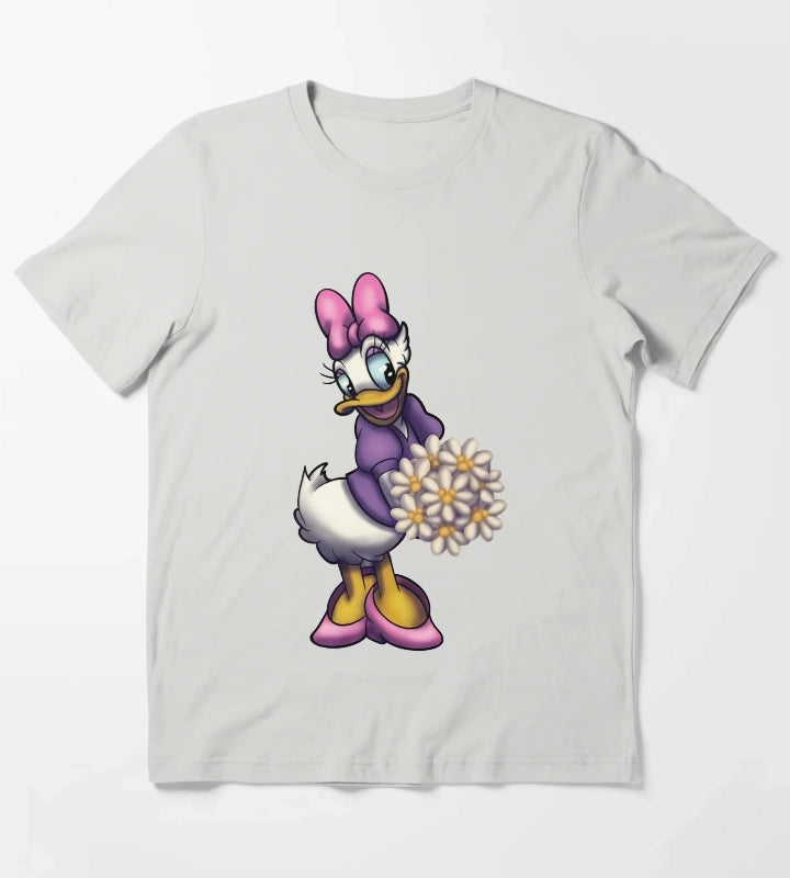 Daisy Duck with Bouquet of Daisies T-Shirt Light Grey