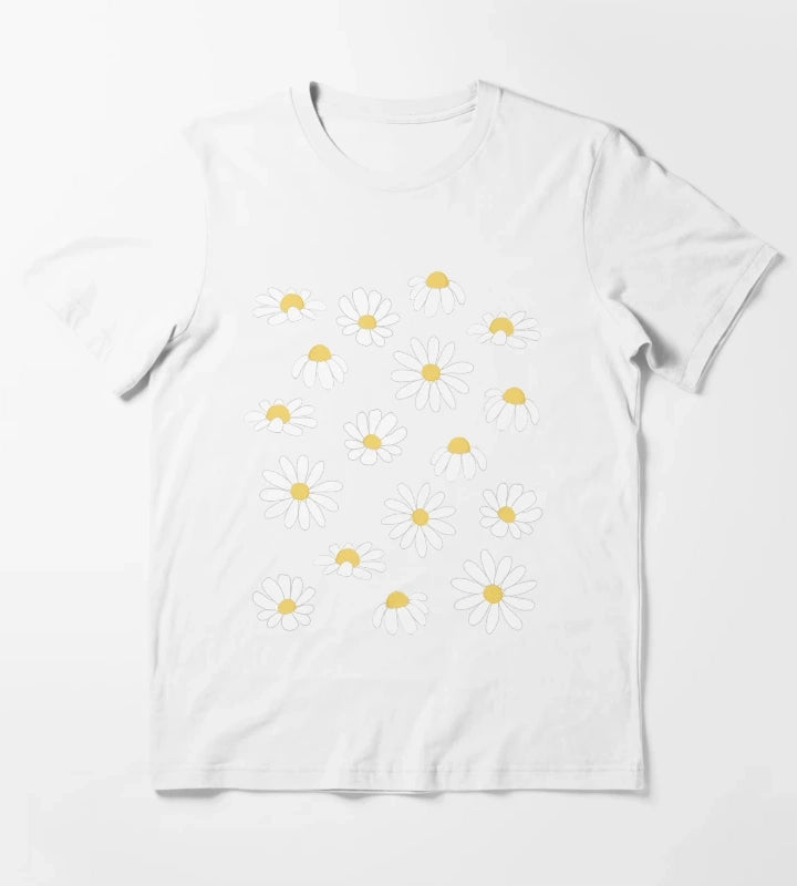Daisy Field Lavender Blue Periwinkle T-Shirt White
