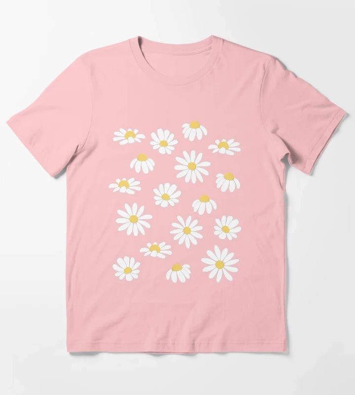 Daisy Field Lavender Blue Periwinkle T-Shirt Dark Grey