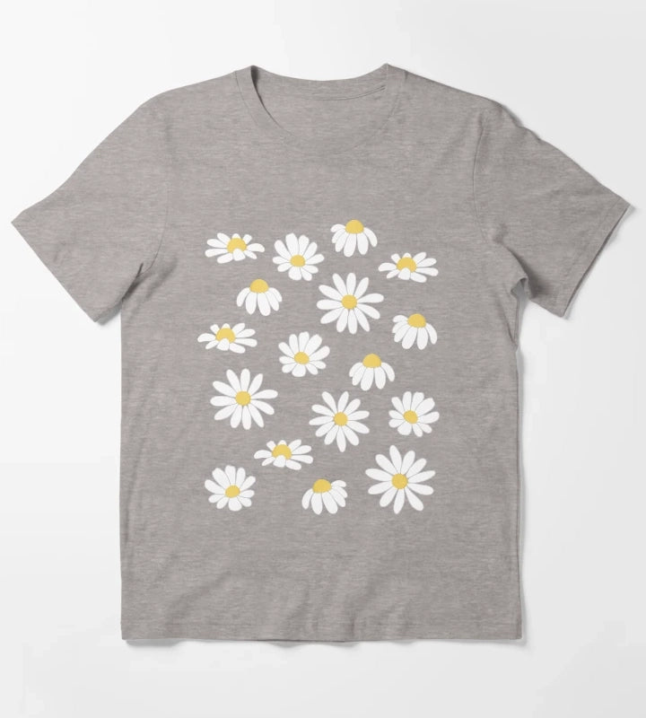 Daisy Field Lavender Blue Periwinkle T-Shirt Heather Grey