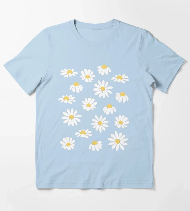 Daisy Field Lavender Blue Periwinkle T-Shirt Sky Blue
