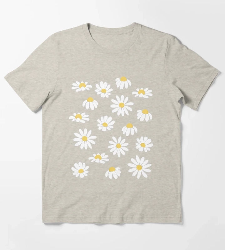 Daisy Field Lavender Blue Periwinkle T-Shirt Cream