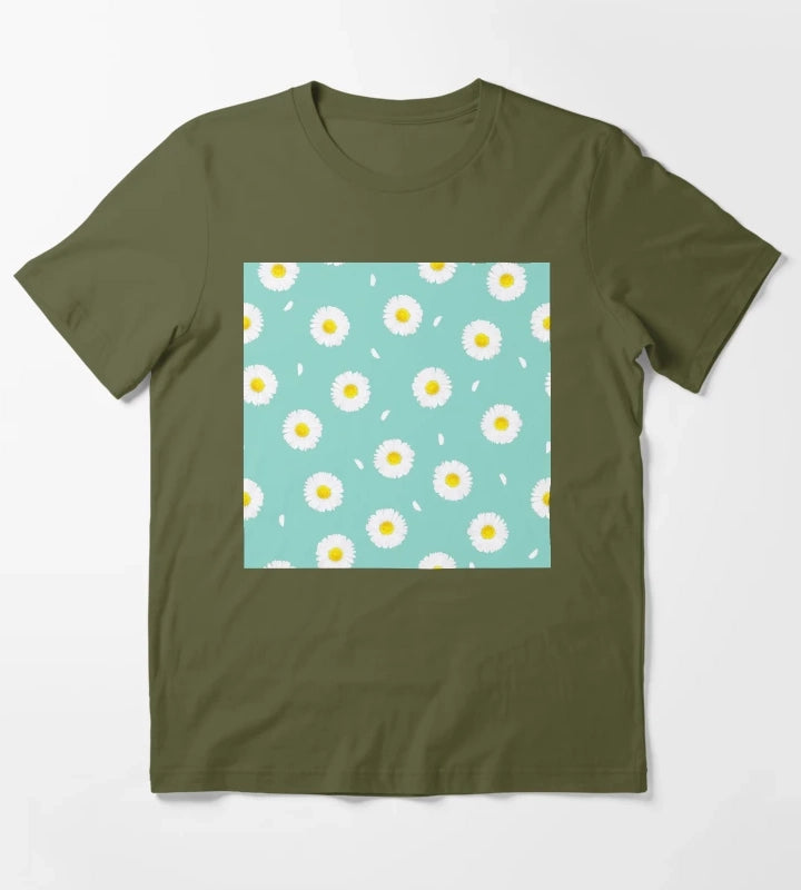 Daisy Floral Arrangement T-Shirt Olive Green