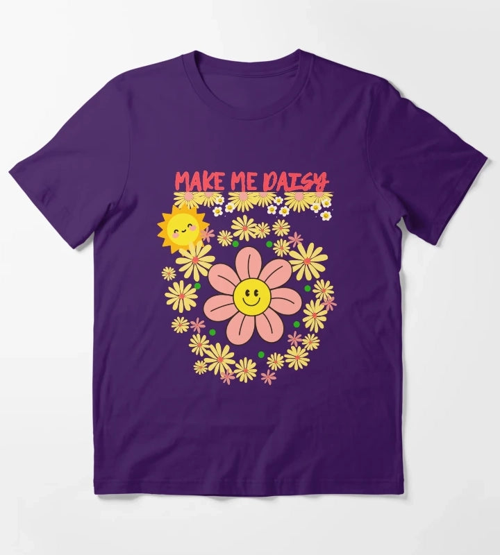Daisy Flower Power Fun Sunshine Smiles T-Shirt Purple
