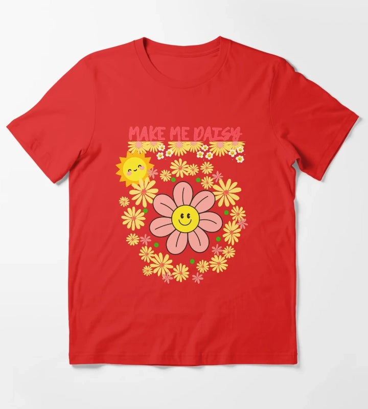 Daisy Flower Power Fun Sunshine Smiles T-Shirt Red