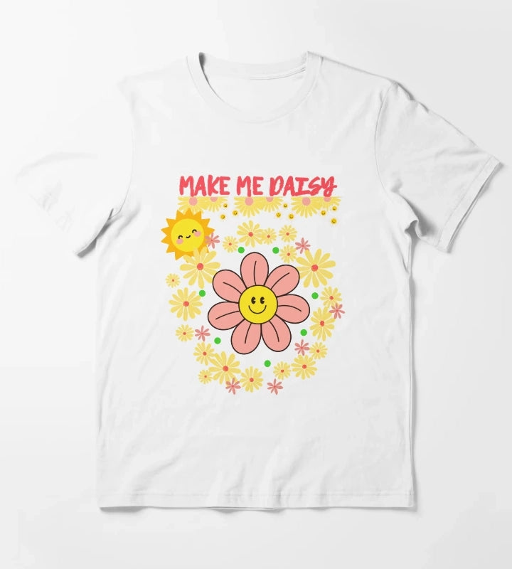 Daisy Flower Power Fun Sunshine Smiles T-Shirt White