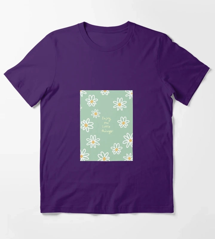 Daisy Flowers with the Enjoy the Little Things T-Shirt Purple