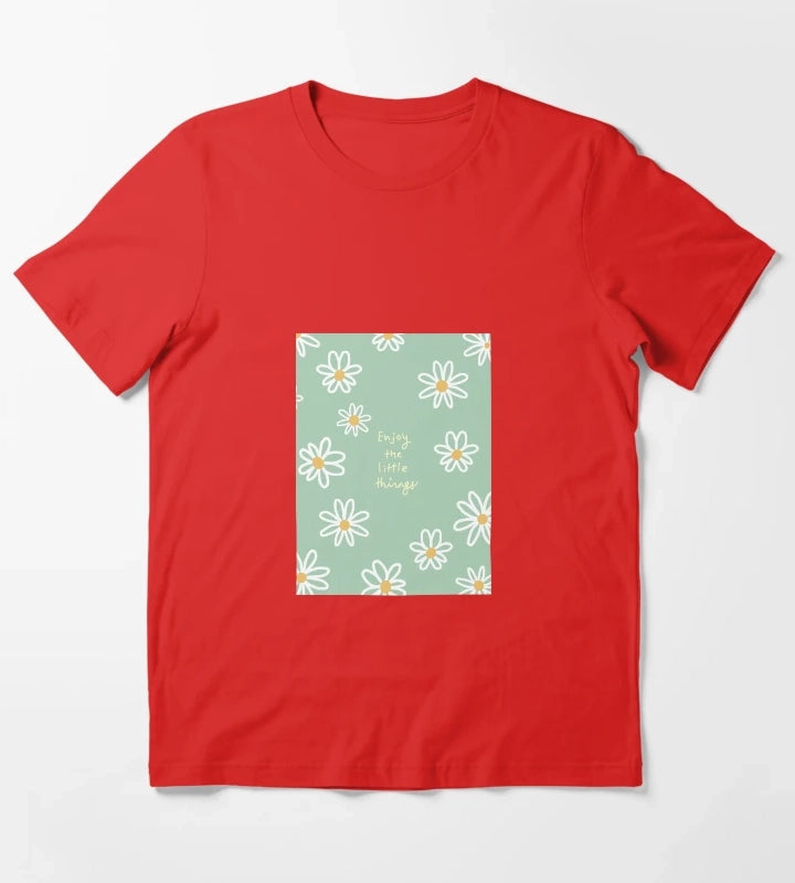 Daisy Flowers with the Enjoy the Little Things T-Shirt Red