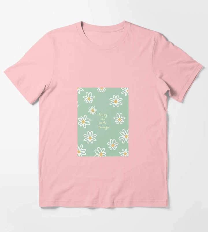 Daisy Flowers with the Enjoy the Little Things T-Shirt Dark Grey