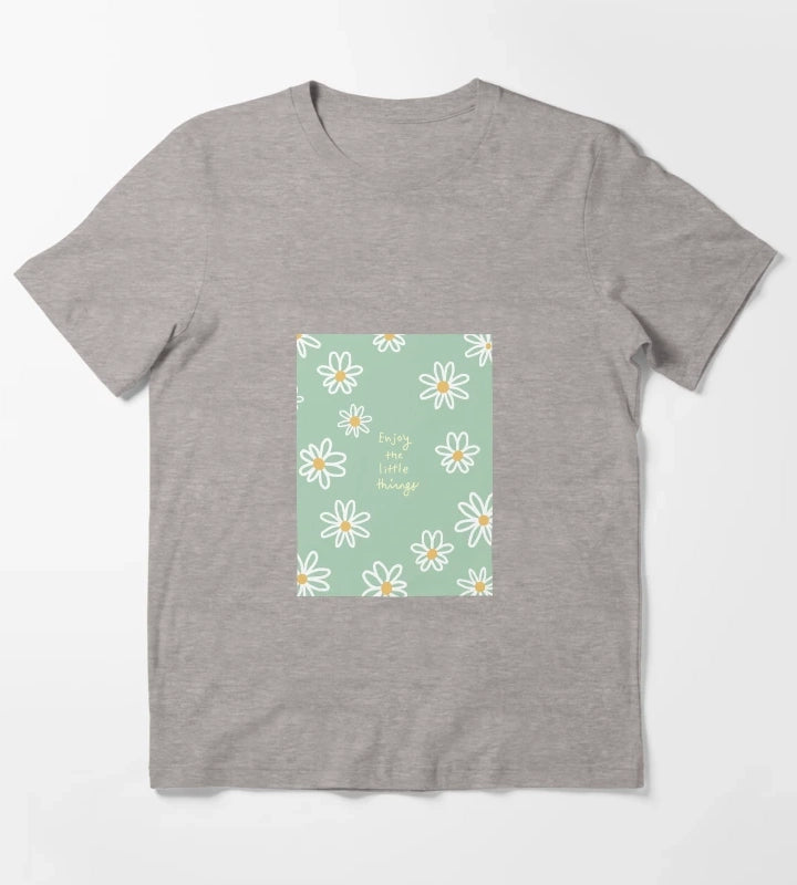 Daisy Flowers with the Enjoy the Little Things T-Shirt Heather Grey