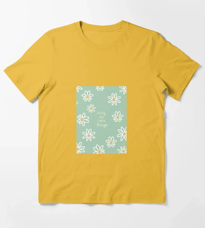 Daisy Flowers with the Enjoy the Little Things T-Shirt Yellow
