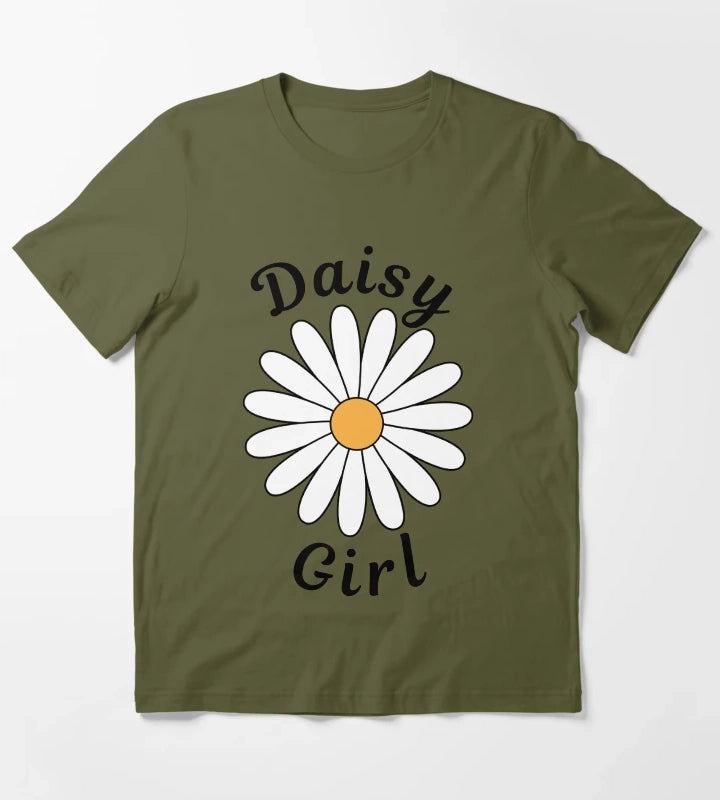 Daisy Girl Design for Those That Love Daisies T-Shirt Olive Green