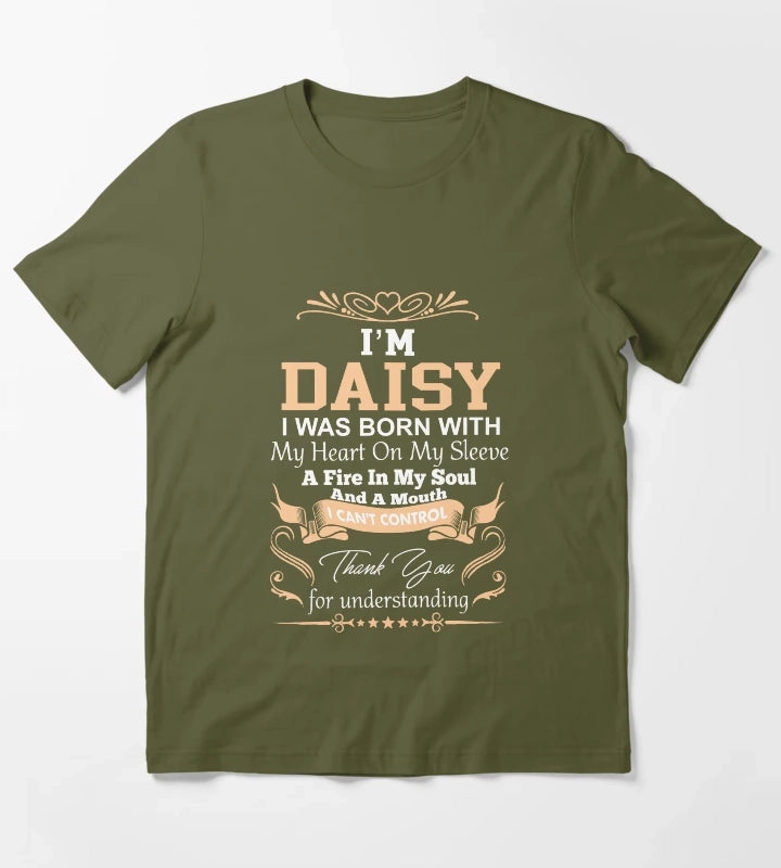 Daisy Girl Name Definition T-Shirt Olive Green