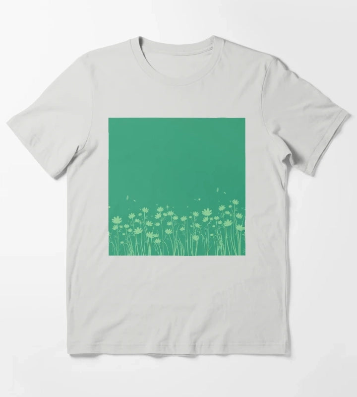 Daisy Green Pattern T-Shirt Light Grey