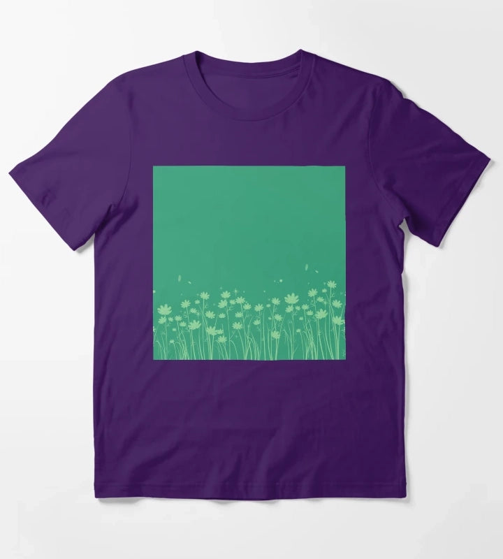Daisy Green Pattern T-Shirt Purple