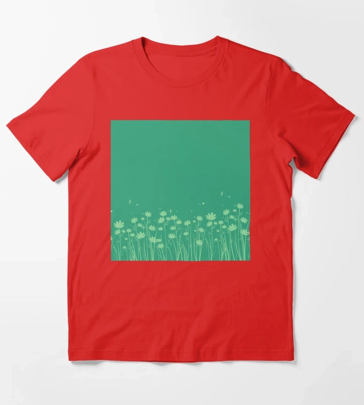Daisy Green Pattern T-Shirt Red