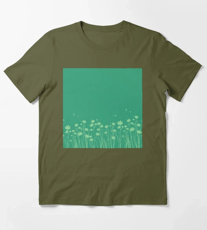 Daisy Green Pattern T-Shirt Olive Green