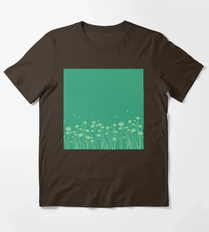 Daisy Green Pattern T-Shirt Brown