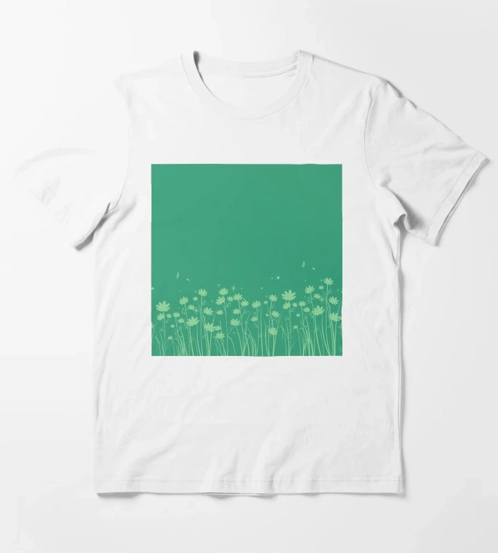 Daisy Green Pattern T-Shirt White