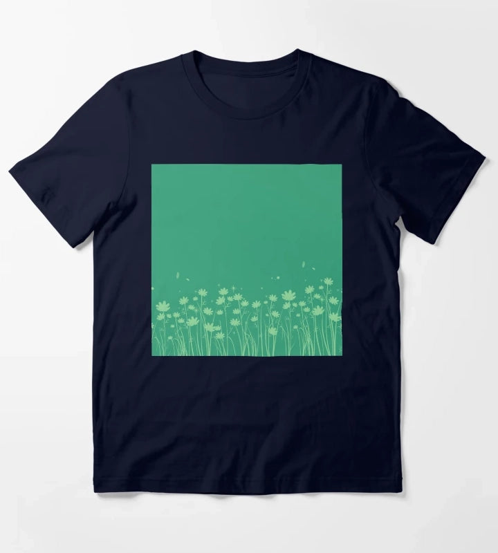 Daisy Green Pattern T-Shirt Navy