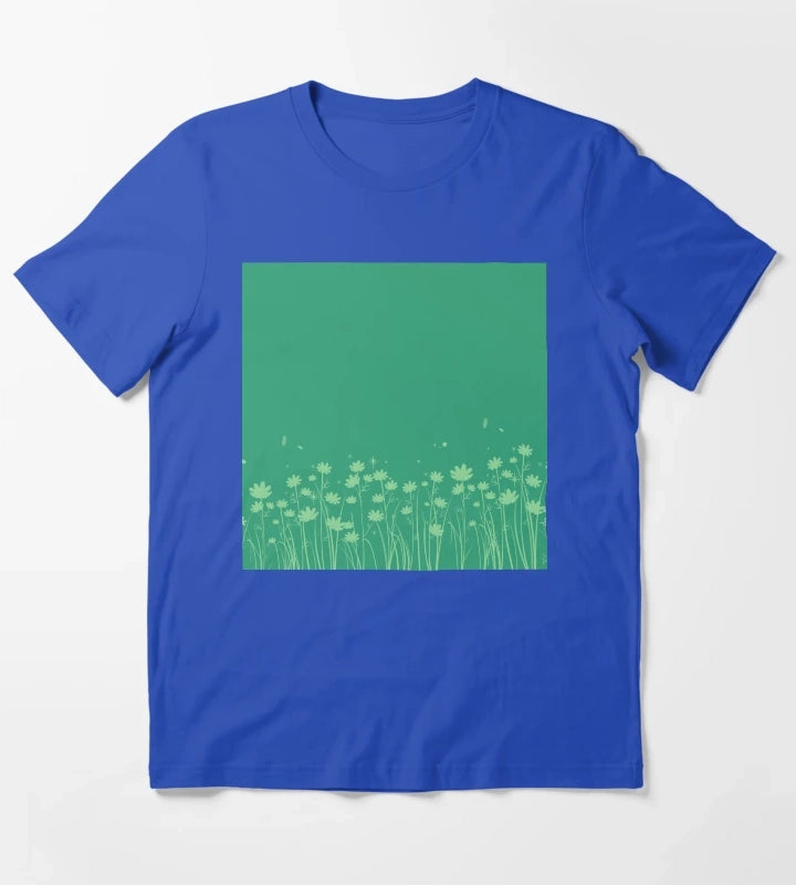 Daisy Green Pattern T-Shirt Blue