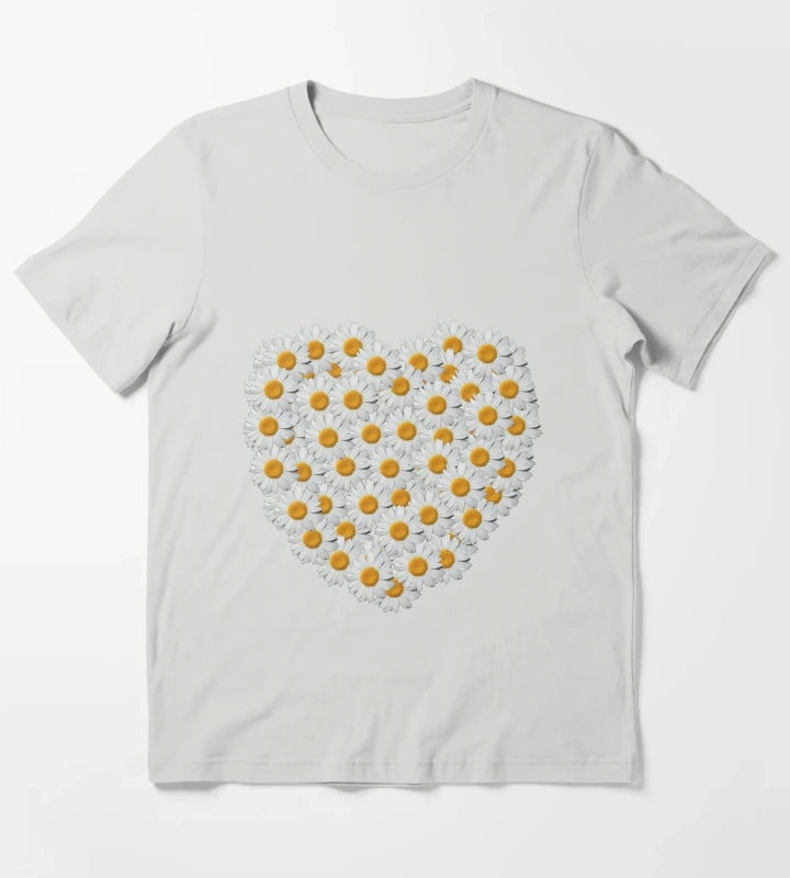 Daisy Heart T-Shirt Light Grey