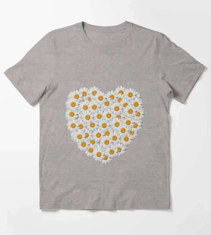 Daisy Heart T-Shirt Heather Grey