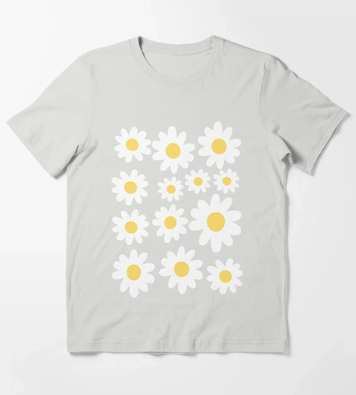 Daisy Illustration T-Shirt Light Grey