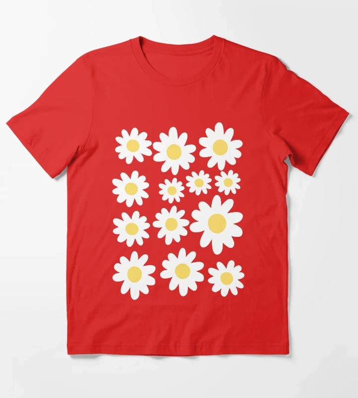Daisy Illustration T-Shirt Red