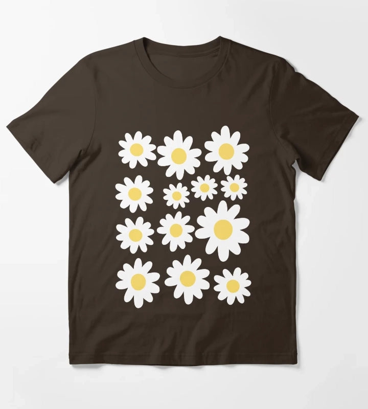 Daisy Illustration T-Shirt Brown