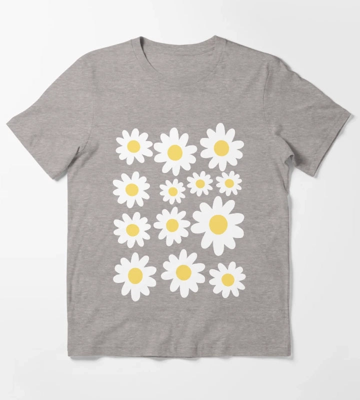 Daisy Illustration T-Shirt Heather Grey