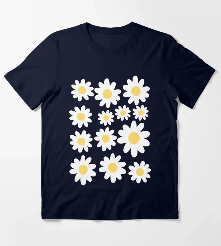 Daisy Illustration T-Shirt Navy