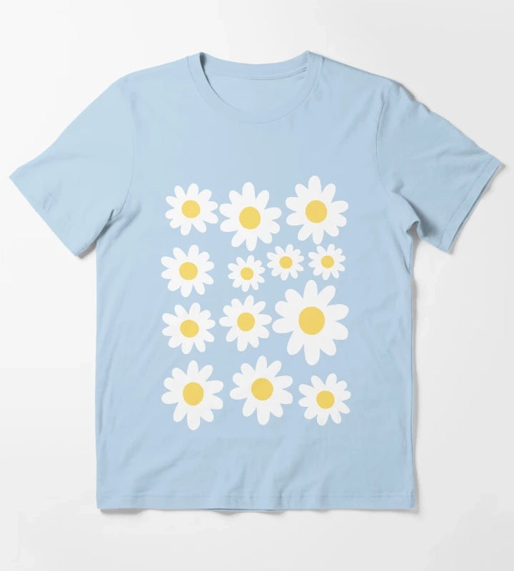 Daisy Illustration T-Shirt Sky Blue