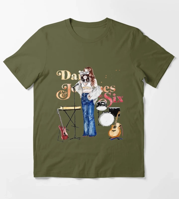 Daisy Jones The Six by Taylor Jenkins Reid T-Shirt Olive Green